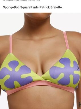 Hot Topic SpongeBob Patrick Bralette in Lime Green, Purple & Pink W/ Boyshorts